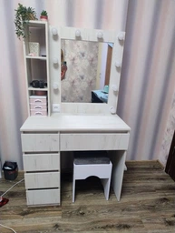 Великий гримерний, туалетний столик з дзеркалом з підсвіткою 160*90*50см, колір - бетон, MirrorRika