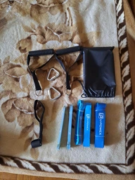 Набор резинок для подтягиваний с ручками и анкером 5шт U-powex (power band, pull up bands, резиновые петли) + мешочек
