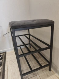 Подставка для обуви 60*32*52 см,велюровая мягкая банкетка 2 полочки темно-серая, пуф полочка для обуви фото от покупателей 1