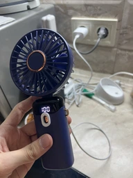 Вентилятор міні акумуляторний безпровідний USB 5в1 з дисплеєм ручний переносний міні кондиціонер з тримачем для телефона, темно - фіолетовий