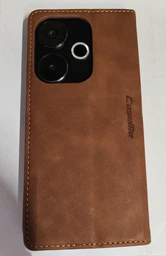 Чохол-книжка CaseMe із нубуку для Xiaomi Poco F6 Світло-коричневий
