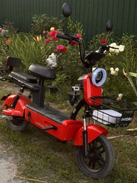 Електровелосипед EVOBIKE Nova S (48V/12Ah) 500W червоний, з пасажирським сидінням, поворотниками, кошиком та дисплеєм