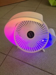 Вентилятор настільний акумуляторний Fan Portable USB RBG підсвічування синій фото від покупців 3