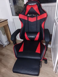 Геймерське крісло Hanert G‑Force Black з підставкою для ніг, екошкіра