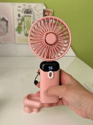 Вентилятор портативний акумуляторний Led Digital Display Fan USB з підставкою для телефону та дисплеєм синій фото від покупців 1