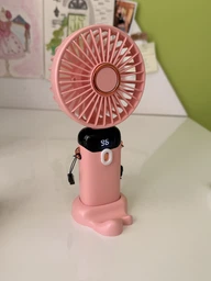 Вентилятор портативний акумуляторний Led Digital Display Fan USB з підставкою для телефону та дисплеєм синій