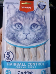 Жидкое лакомство для кошек Wanpy Functional Creamy Lickable Treat Hairball Control для вывода шерсти, треска/курица (6927749871750)