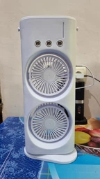 Переносний дворівневий вентилятор з охолодженням Double-Ended Spray Fan та зволоженням (білий)