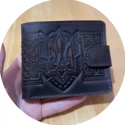 Портмоне мужское кожаное Handycover HC0041 зеленое с гербом Украины