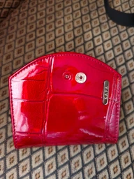 Кошелек женский кожаный Kafa с блокировкой RFID-сигналов, красный (AE1869 croco)