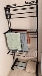 Трехуровневая складная сушилка Tiers Garment rack для одежды напольная, с колесиками Черный фото от покупателей 1