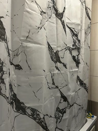 Штора для ванной комнаты шторка для душа белый мармор 180×200 см + кольца (12 шт) для шторки для ванной, белый фото от покупателей 6