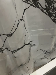 Штора для ванной комнаты шторка для душа белый мармор 180×200 см + кольца (12 шт) для шторки для ванной, белый фото от покупателей 5