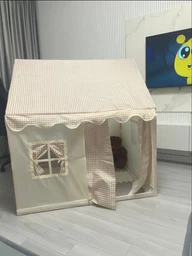 Палатка дитяча намет для дітей будиночок великий будинок дитячий ігровий комплекс подарунок для дитини дівчинки хлопчика дитячі ігрові намети палатки шатер халабуда OnePro Бежевий 73998 фото від покупців 6