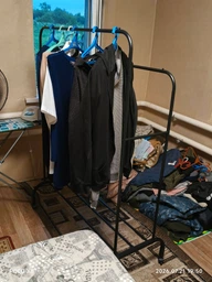 Двойная стойка вешалка для одежды и обуви Loft Rack TW-602 напольная стальная с полкой на колесах Black фото от покупателей 9
