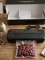 Вакууматор побутовий для продуктів Vacuum Sealer AL 4177 домашній кухонний вакуумний пакувальник на 6 режимів + 10 вакуумних пакетів Чорний