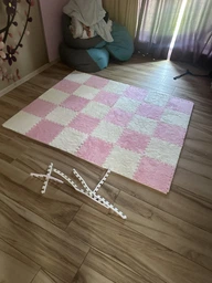 Коврик-пазл мягкий плюшевый термоковрик 30x30см, теплый пол, термоковрик детский для дома, в детскую комнату один цвет белый