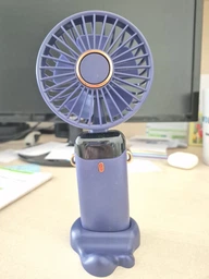 Вентилятор міні акумуляторний безпровідний USB 5в1 з дисплеєм ручний переносний міні кондиціонер з тримачем для телефона, фіолетовий (EAN_65888353)