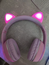 Беспроводные наушники детские ATD CAT EAR L400 с кошачьими ушками LED подсветкой Bluetooth 5.0 microUSB встроенным микрофоном радио Pink