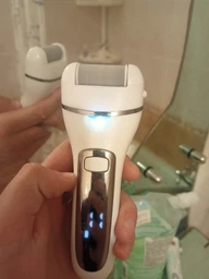 Електрична пилка пемза для ніг та п'яток для педикюру 18 в 1 з LCD дисплеєм електро акумуляторна + 3 насадки, біла фото від покупців 9