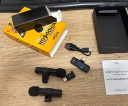Микрофон беспроводной петличный для iphone и android с usb type-c и lightning двойная петличка Brillix ClearVoice WM-2X для блоггера записи видео блогов интервью Plug&Play 2 шт в комплекте