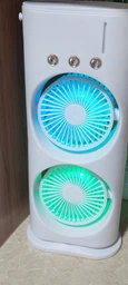 Вентилятор акумуляторний безпровідний + USB + пульт ДУ подвійний з підсвічуванням 3в1 360° настільний міні кондиціонер для зволоження повітря охолоджувач для кімнати офісу дачі фото від покупців 1