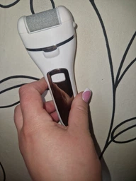 Електрична пилка пемза для ніг та п'яток для педикюру 18 в 1 з LCD дисплеєм електро акумуляторна + 3 насадки, біла фото від покупців 2