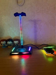 Подставка для наушников New Bee NB-Z12 игровая RGB подсветка настольный держатель Black фото от покупателей 1