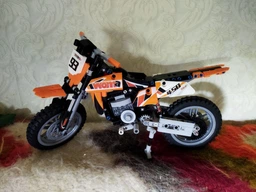 Конструктор техник мотоцикл кроссовый 93 Scrambling motorcycle Steep на 434 детали Детские конструкторы с амортизацией мото Оранжевый