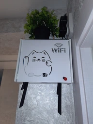 Настенная коробка для роутера Wi-Fi Полка 24* 20* 9,5 см Белая котик фото от покупателей 1