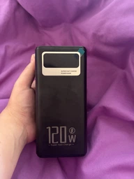 Повербанк Power bank 100000 mAh USB, Type-C, MicroUSB с Led-дисплеем, быстрой зарядкой и встроенными кабелями, белый