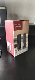 Набор из 2 электрических мельниц для специй с подсветкой и подставкой Electric Grinder SET для измельчения соли и перца, черный фото от покупателей 7