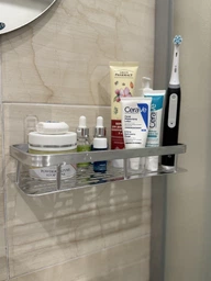 Настінна полиця - органайзер Bathroom shelf 2шт. для ванної кімнати душової кабіни, кухні, на самоклеючій плівці, із захистом від корозії 30х13х5.5см чорна фото від покупців 1