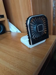 Вентилятор міні портативний акумуляторний з павербанком 3000 mAh з підставкою для телефона ручний на шию з USB білий + чорний