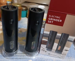 Набор из 2 электрических мельниц для специй с подсветкой и подставкой Electric Grinder SET для измельчения соли и перца, черный