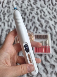 Професійний безпровідний фрезер для манікюру та педикюру Nail Machine 8809 машинка для манікюра та педикюра і УФ лампа + подарунок 12 насадок, голубий фото від покупців 8