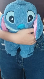 Дитяча м'яка інтерактивна плюшева іграшка дихаючий Стич Stich з підсвічуванням музикою та ефектом дихання, світиться, колискова колір синій