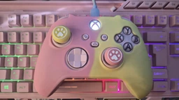 Качественный защитный силиконовый чехол Yellow/Pink для геймпада Xbox Series X|S + накладки на стики Cat Paws