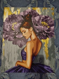 Картина по номерам Балерина с пурпурными пионами с красками металлик ©art_selena_ua 40x50 KHO8658 Идейка