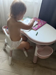 Комплект дитячий столик зі стільчиком POPPET Мультиплей Індиго 5 в 1 +подушка на стілець та набір фломастерів (PP-011I-G)