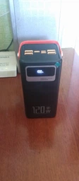 Повербанк Power bank 100000 mAh USB, Type-C, MicroUSB с Led-дисплеем, быстрой зарядкой и встроенными кабелями, белый фото от покупателей 3