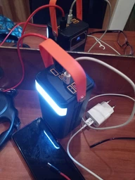 Повербанк Power bank 100000 mAh USB, Type-C, MicroUSB с Led-дисплеем, быстрой зарядкой и встроенными кабелями, белый фото от покупателей 1
