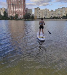 Надувна SUP дошка Rebel ACTIVE 350 x 81 x 15 см з веслом, насосом і сумкою для зберігання блакитна RBA4500 (5901890120166)
