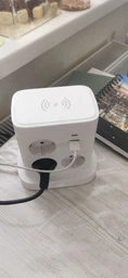 Сетевой фильтр удлинитель адаптер питания беспроводная зарядка 2 USB A 2 Type C на 7 розеток с заземлением и защитой от перенапряжения 2500W 10A кабель 1,8м для компьютера ноутбука настольный PD Power Delivery электрический разветвитель с евророзетками фото от покупателей 5