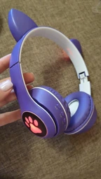 Беспроводные наушники с кошачьими ушками CAT EAR Bluetooth 5.0 + EDR детские наушники, игровые с блютуз гарнитурой и LED подсветкой, бирюзовые