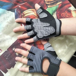 Рукавички для фітнесу (велосипеда та важкої атлетики) SPORT GEAR "М" чорні з блакитним