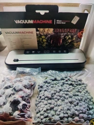 Вакуумний пакувальник вакууматор з на сосом 75 кПа + шланг VACUUMMACHINE побутовий аварат з різаком + 10 вакуумних пакетів фото від покупців 4
