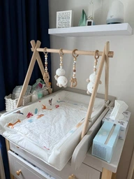 Підлоговий мобіль BABY GYM з іграшками, стійка Монтессорі, тренажер для немовлят, Баранчики фото від покупців 1