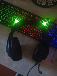 Наушники игровые с ушками HOCO Cute cat luminous W107 RGB черный