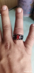 Перстень мужской "Лапа дракона" из стали Spikes R-M2556-13 с красным фианитом (Размер: 22,3 мм (13 США))